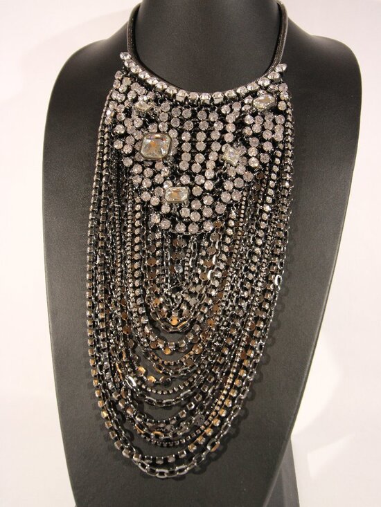 Chico's Jewelry - Chico's Couture Festival Gunmetal Color with Multi-Strand Rhinestones